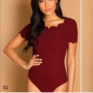 Maroon fitted bodysuit